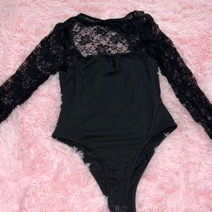 Chic Black Lace Bodysuit